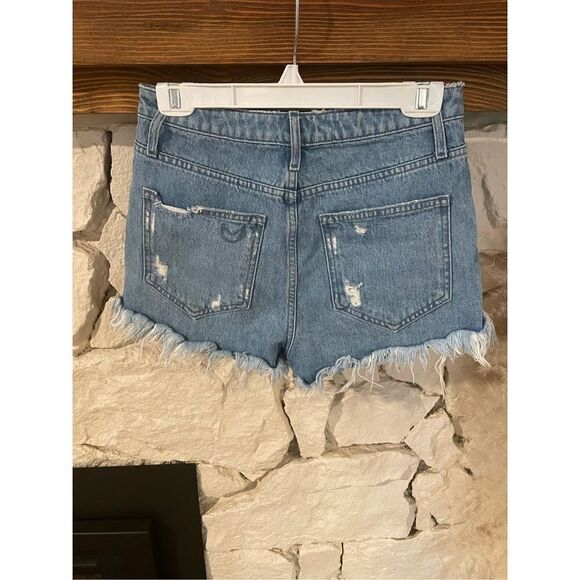 Show me your mumu Houston high waisted shirt raw hem distressed size 27 - Picture 3 of 5